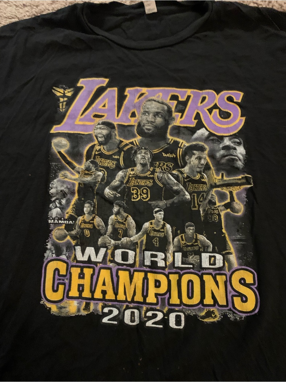 Vintage Lakers World Champions 2020 Tee Top T-shirt Black